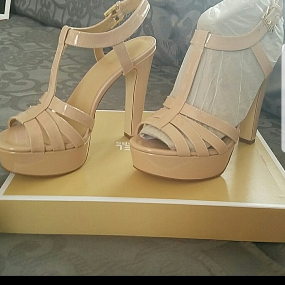 Michael Kors Nude Platform Strappy Heeled Sandals - Picture 2 of 3